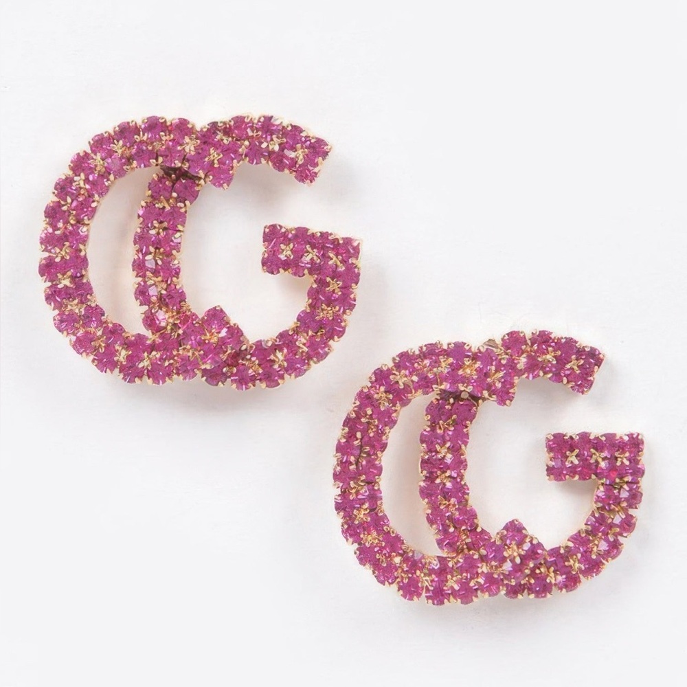 Cg Rhinestone Button Earring